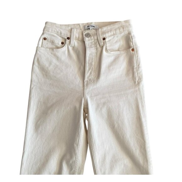 Re/Done 70s Stove Pipe High Rise Straight Leg Jeans Vintage White Women's Sz 24 - Picture 4 of 13